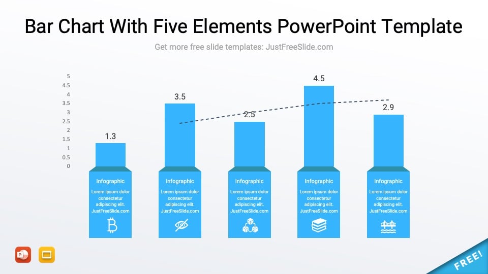 bar chart with five elements powerpoint template