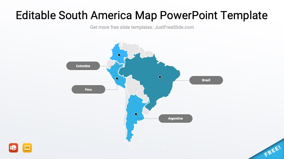 Free Editable South America Map PowerPoint Template