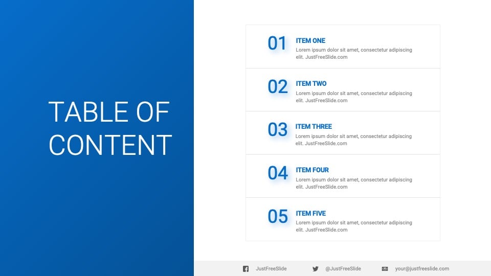 Free Sales Training PowerPoint Template - Table of content