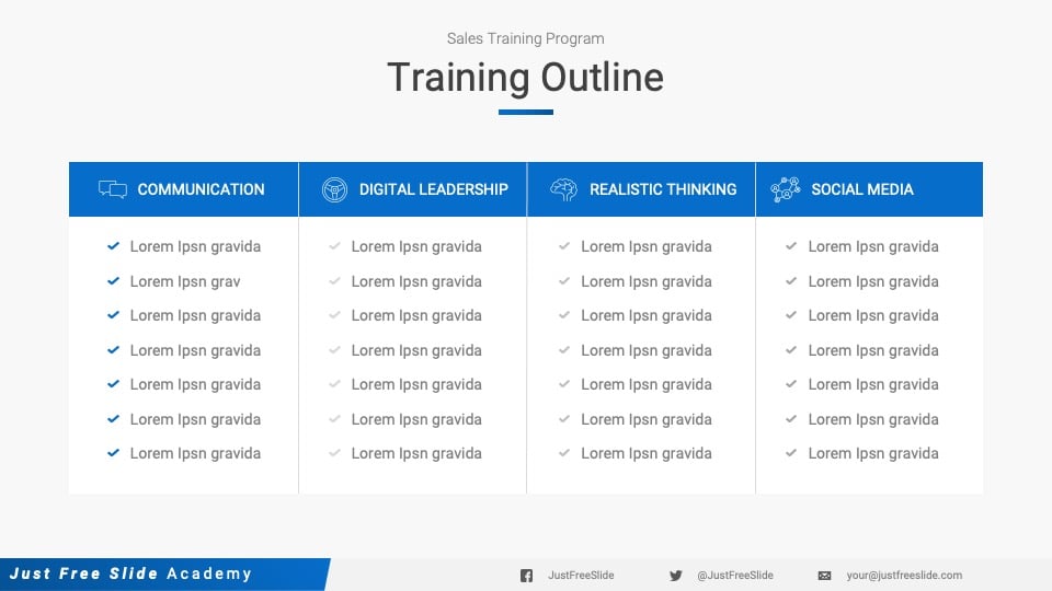 Free Sales Training PowerPoint Template - training outline