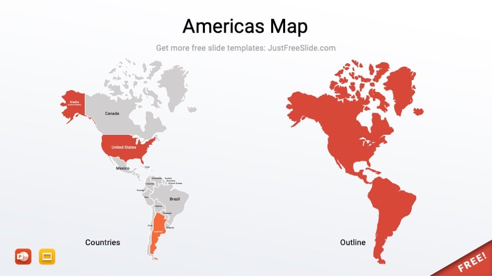 Free Editable Americas Map for PowerPoint