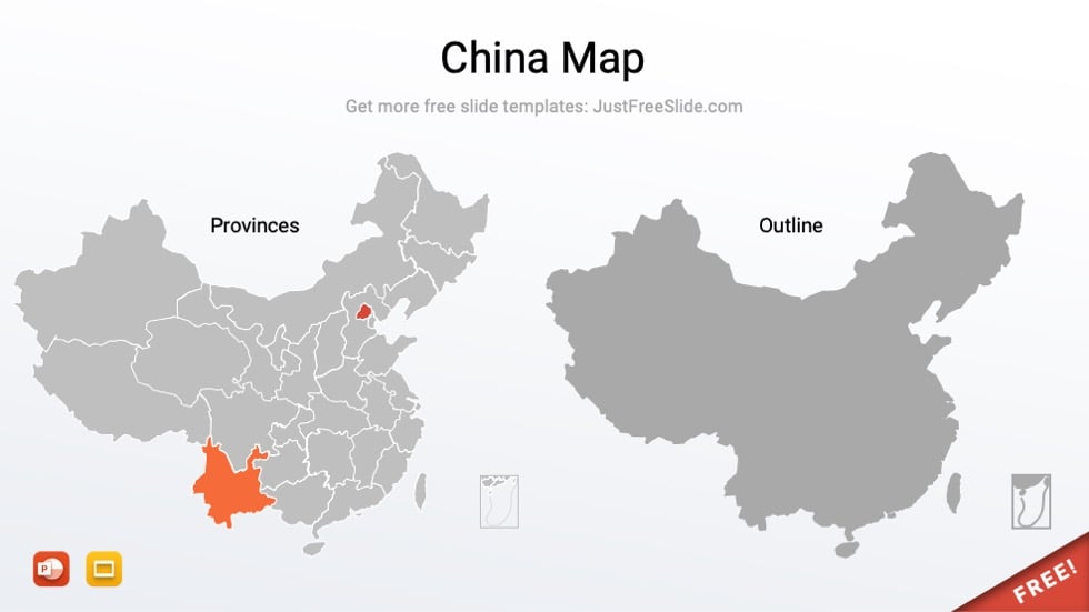 Free China Map for PowerPoint