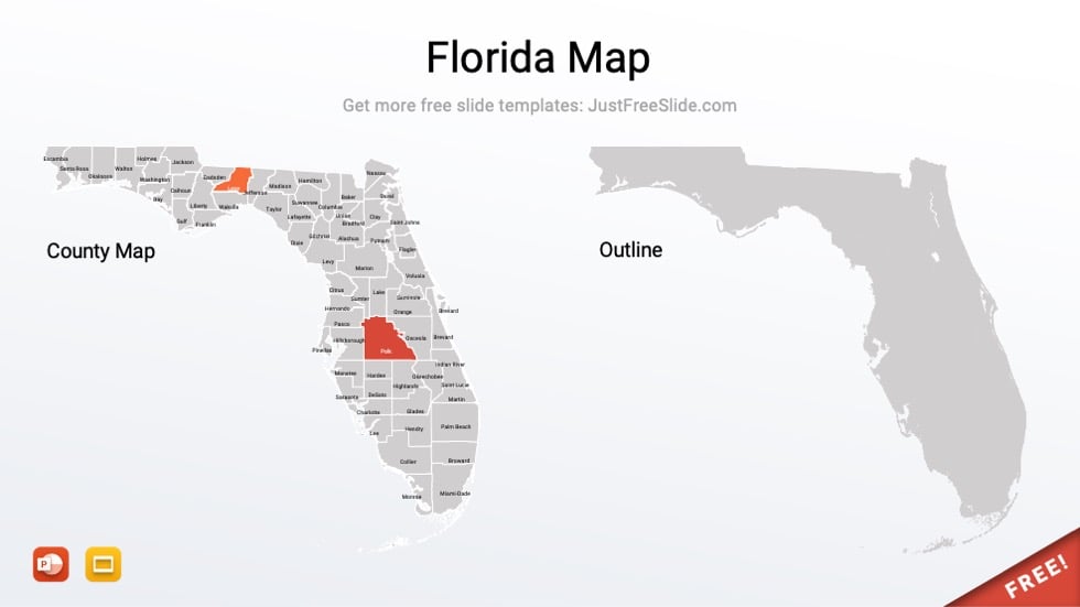 Free Printable Florida Map for PowerPoint