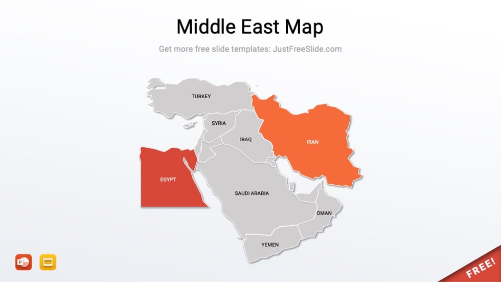 Free Labeled Middle East Map for PowerPoint
