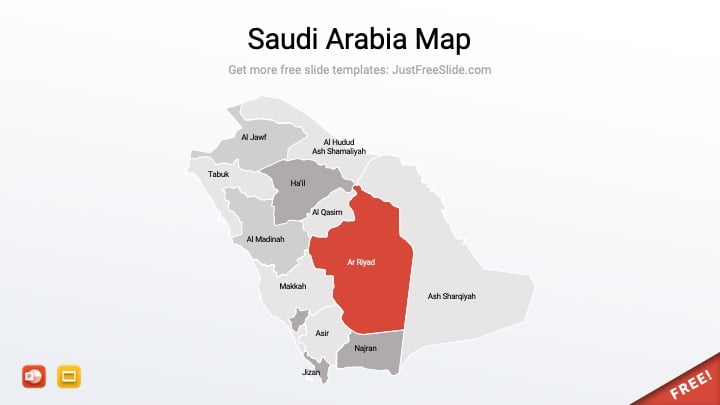 Free Editable Saudi Arabia Map for PowerPoint