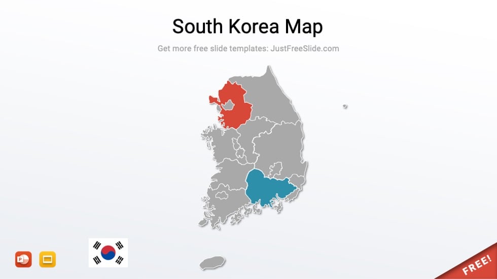 Free South Korea Map for PowerPoint