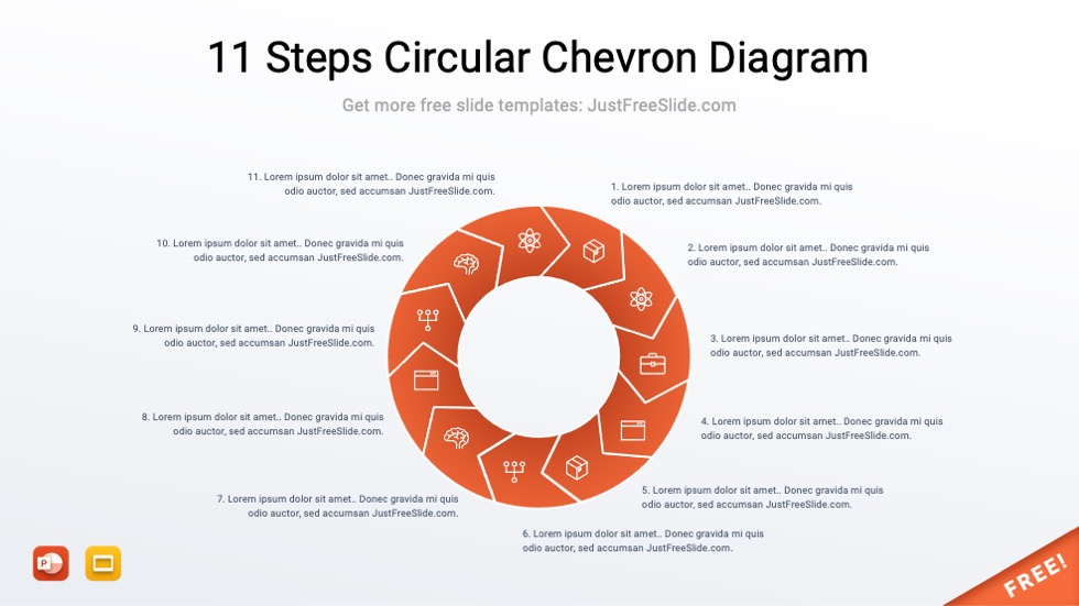 Free 11 Steps Circular Chevron Diagram for PowerPoint