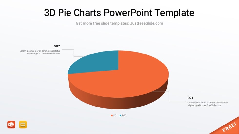 3D Pie Charts PowerPoint Template3