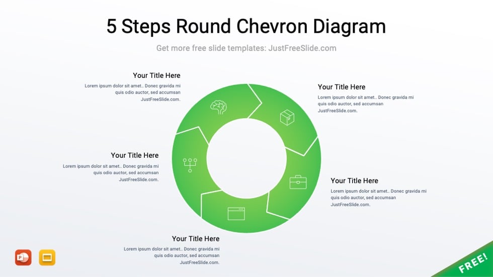 Free 5 Steps Round Chevron Diagram for PowerPoint