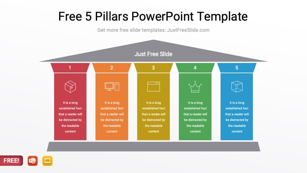 5 pillars powerpoint template style 3