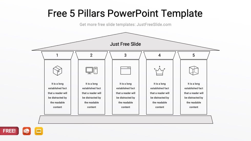 5 pillars powerpoint template style 4