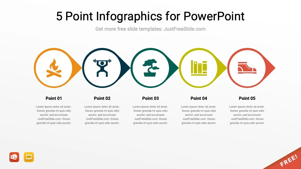 5 point infographics by justfreeslide.com30 jfs