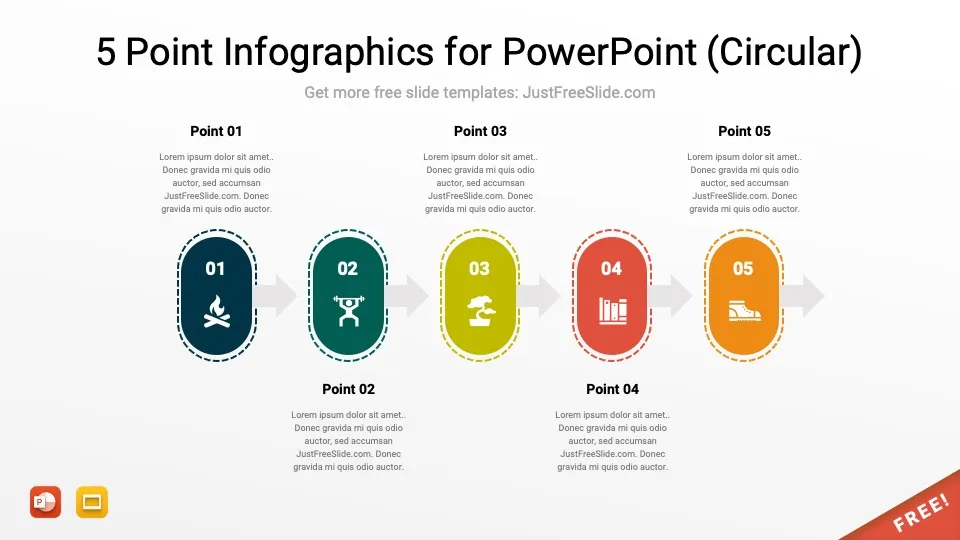 5 point infographics by justfreeslide.com4 jfs