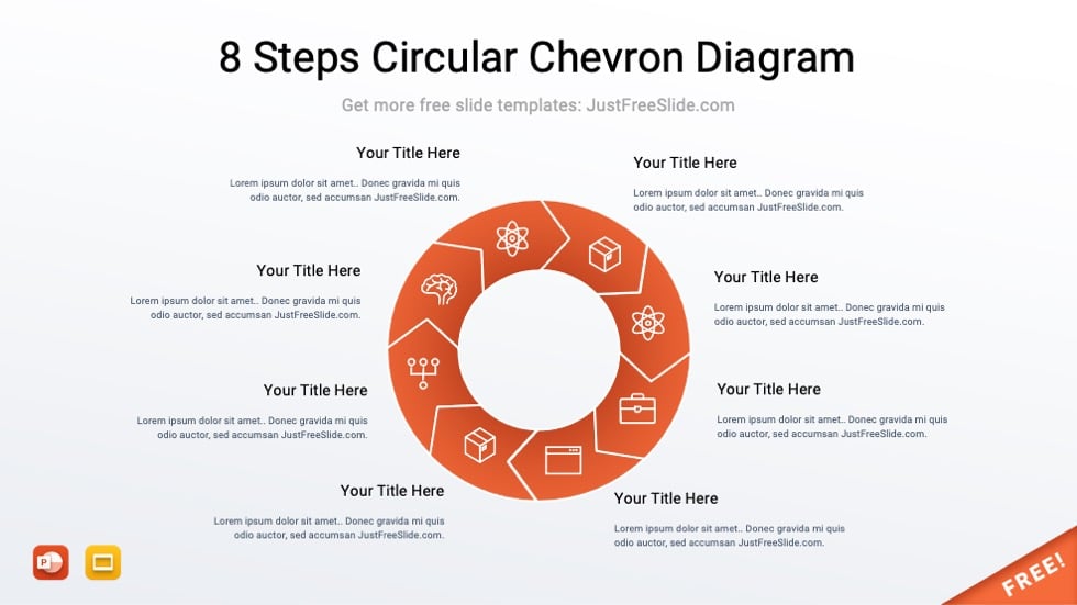 Free 8 Steps Circular Chevron Diagram for PowerPoint