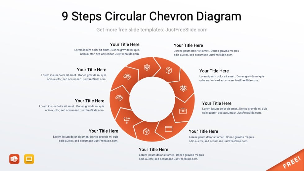 Free 9 Steps Circular Chevron Diagram for PowerPoint