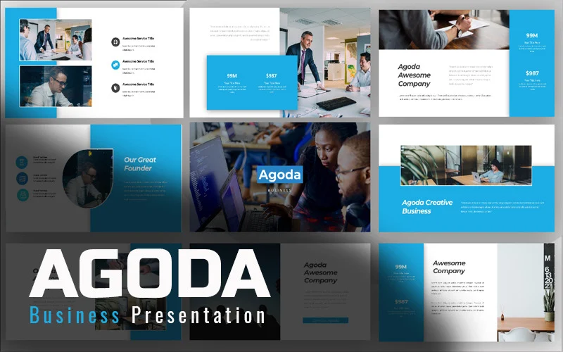 Agoda Business PowerPoint template