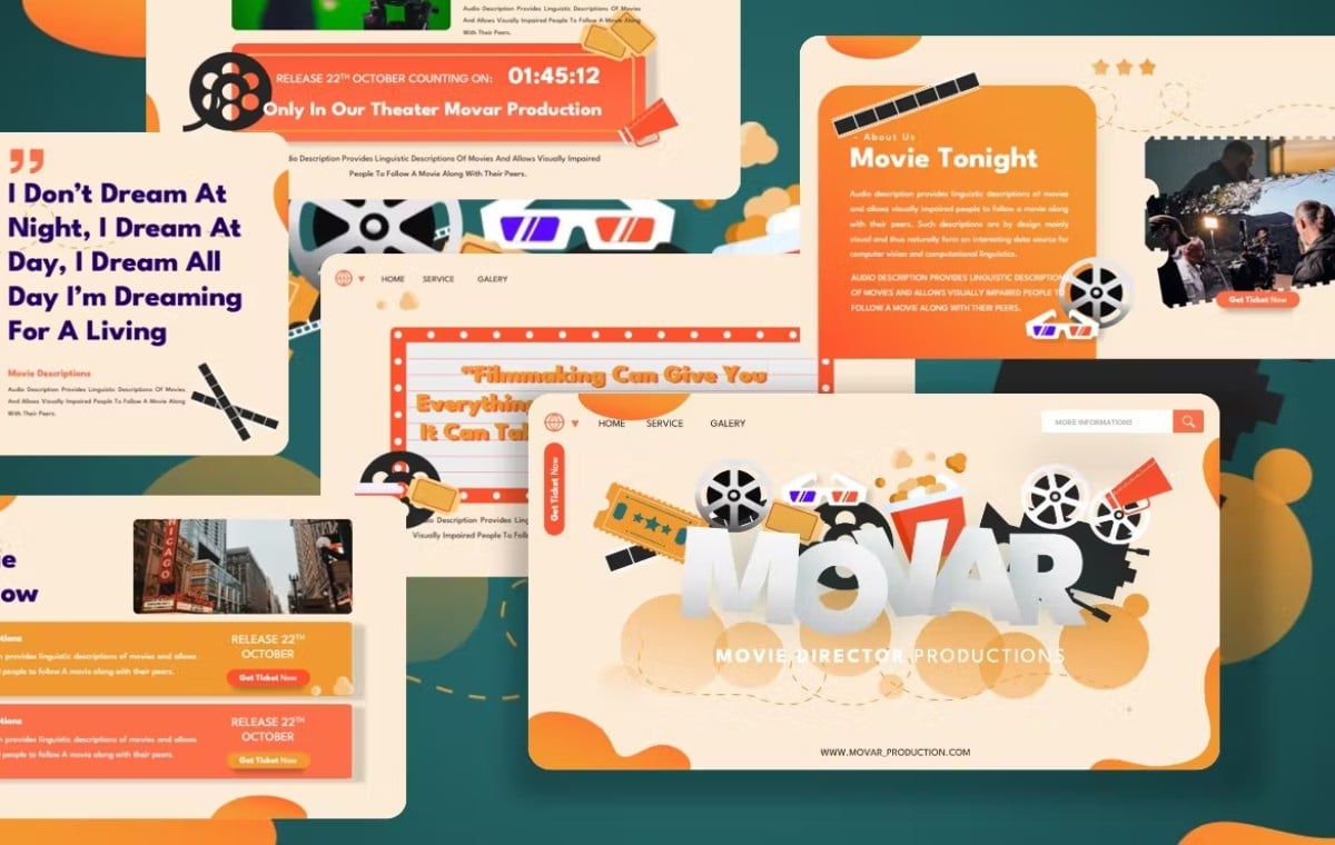 6 Best Cinema and Movie PowerPoint Templates Just Free Slide