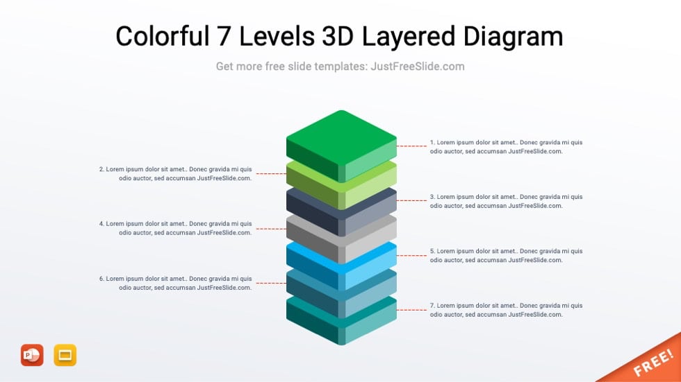 Colorful 7 Levels 3D Layered Diagram