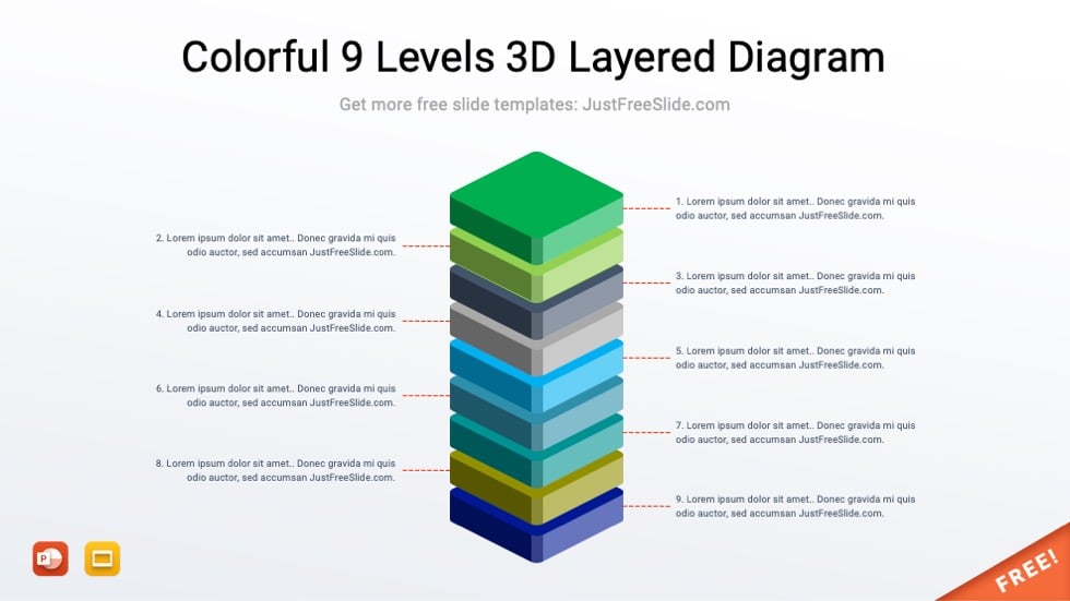 Colorful 9 Levels 3D Layered Diagram