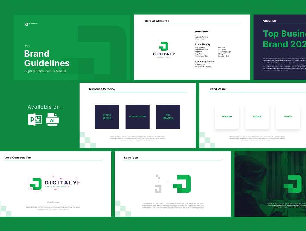 Digitaly Free Brand Guidelines Powerpoint Template