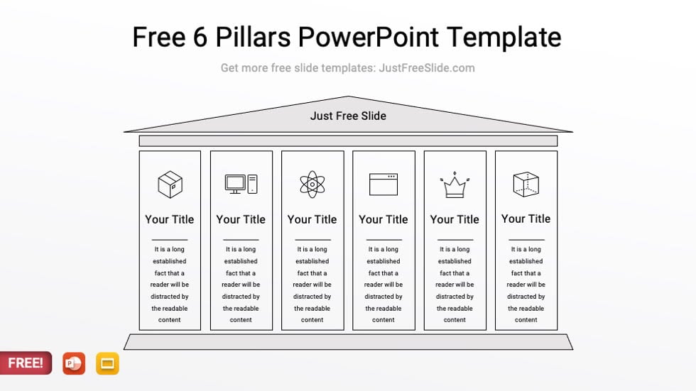 Free 6 Pillar Diagram for PowerPoint Style 2