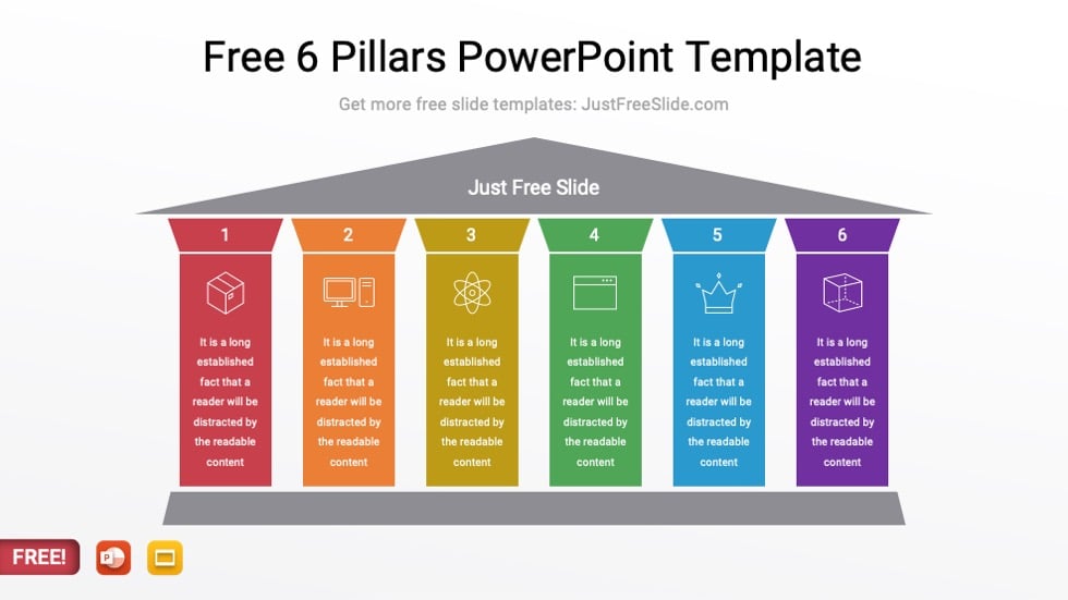 Free 6 Pillar PowerPoint Template (4 Slides)