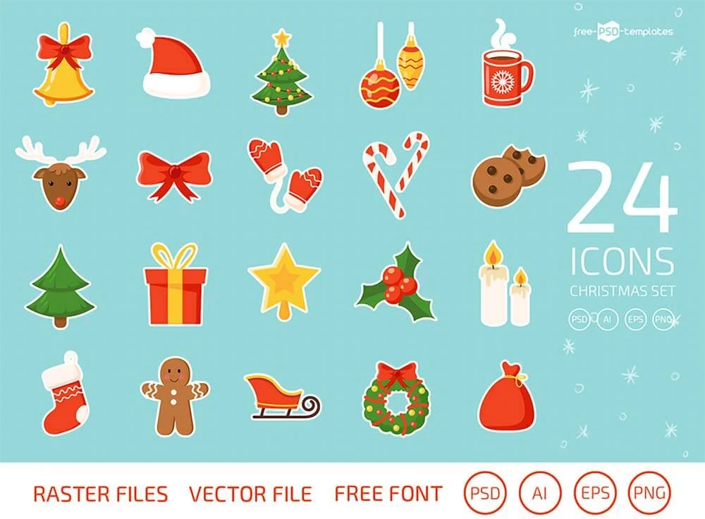 Free Christmas Icons Vector Set