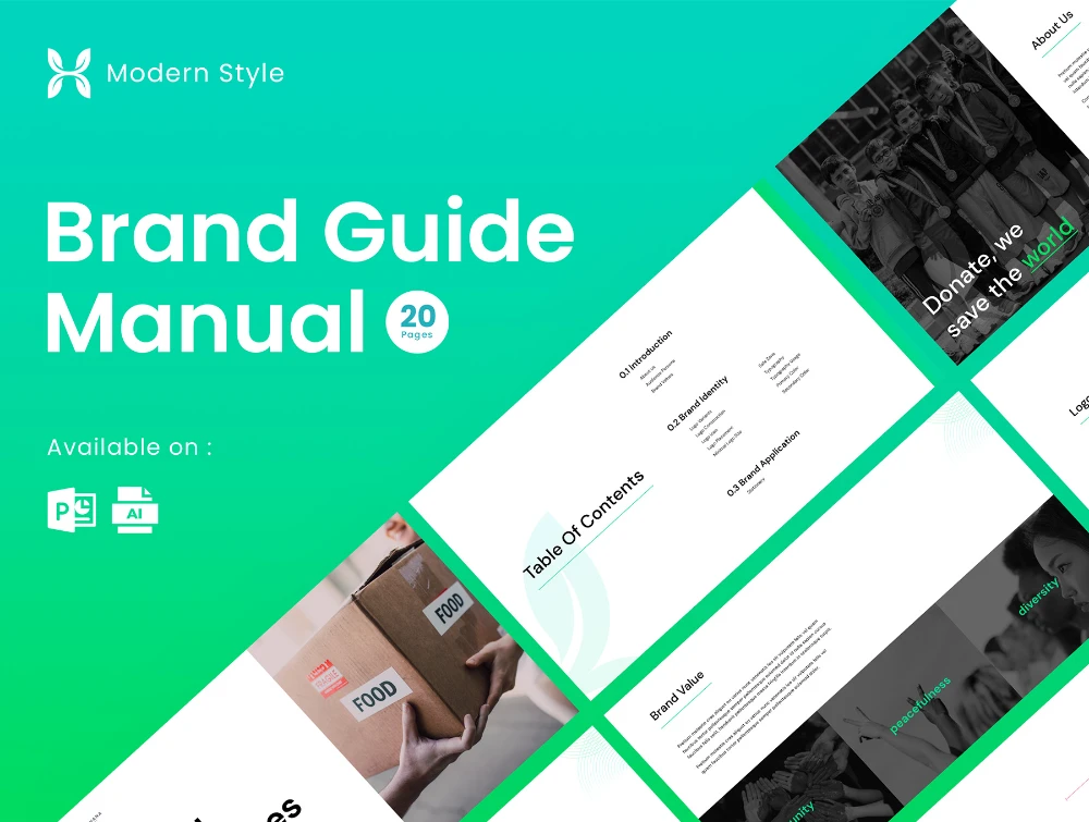 Free Modern Brand Identity Guidelines PowerPoint Template