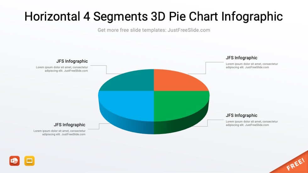 Horizontal 4 Segments 3D Pie Chart Infographic5