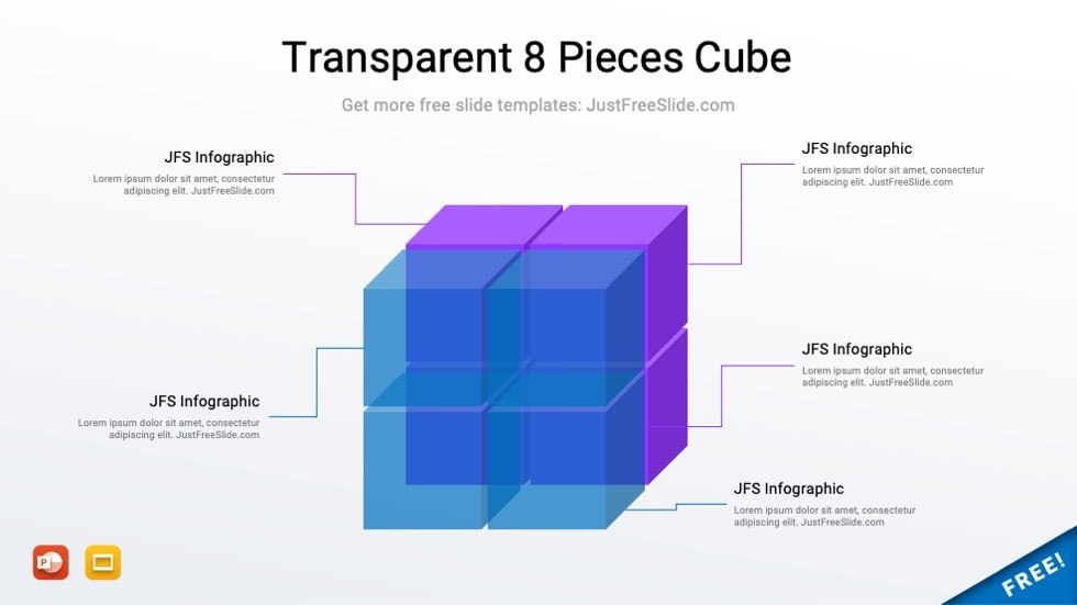 Free Transparent 8 Pieces Cube PPT