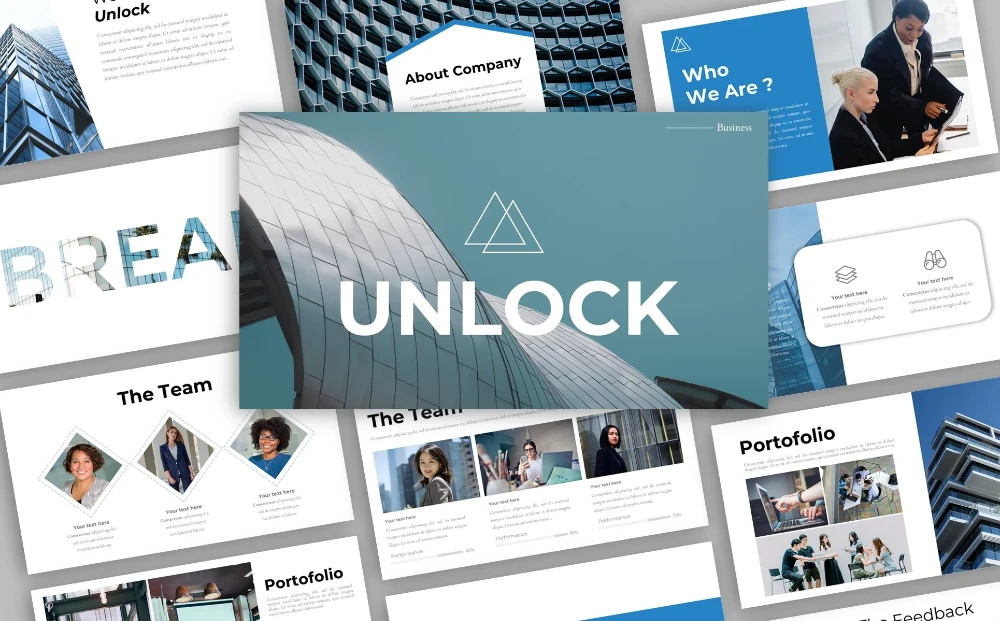 Unlock Creative Business Presentation PowerPoint template 1