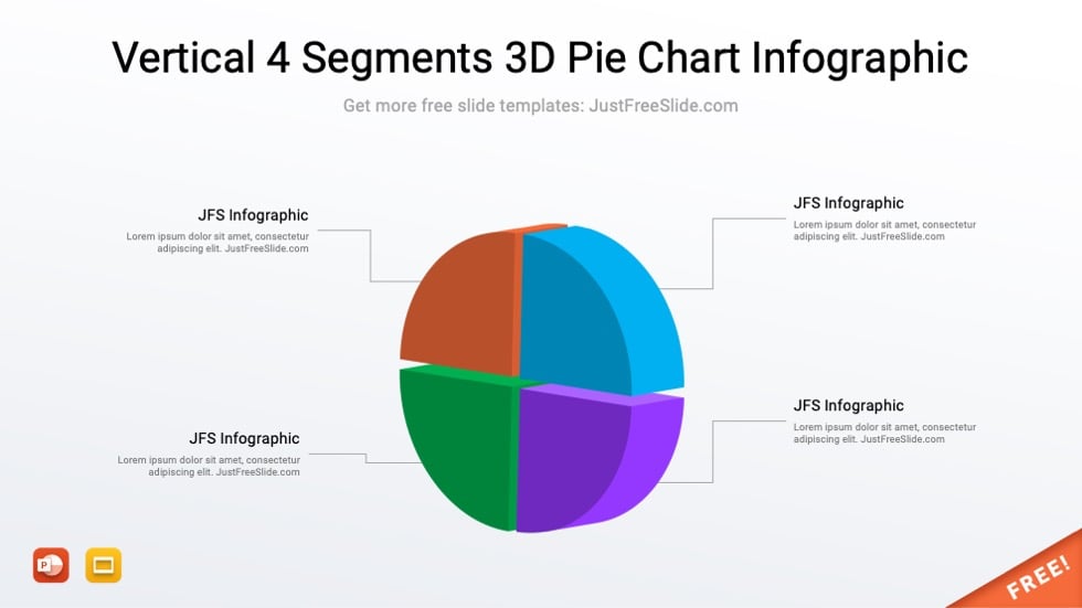 Vertical 4 Segments 3D Pie Chart Infographic4