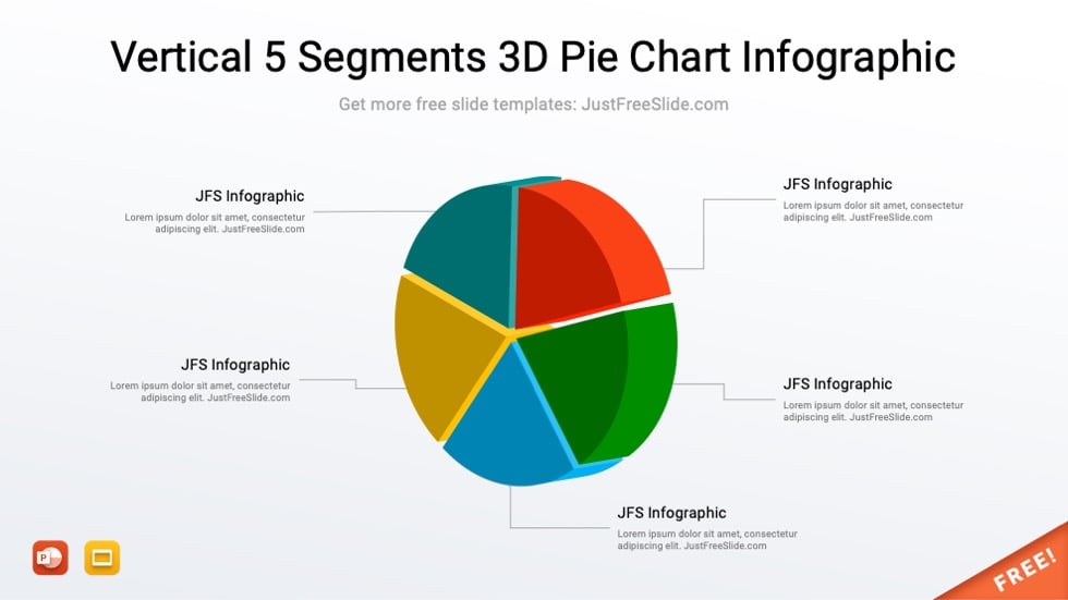 Vertical 5 Segments 3D Pie Chart Infographic