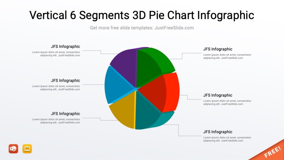 Vertical 6 Segments 3D Pie Chart Infographic8