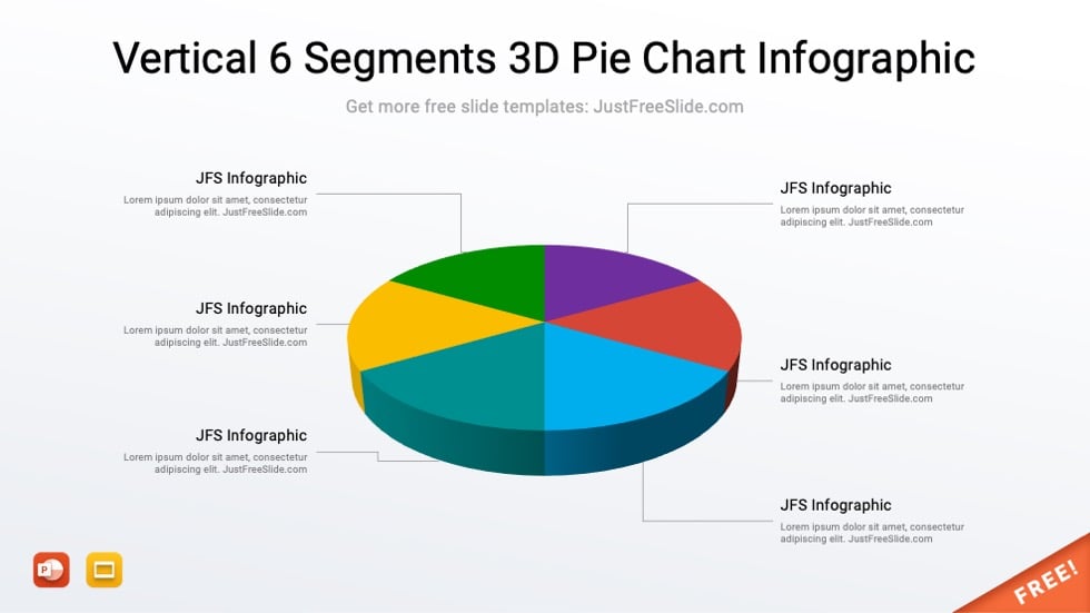 Vertical 6 Segments 3D Pie Chart Infographic9