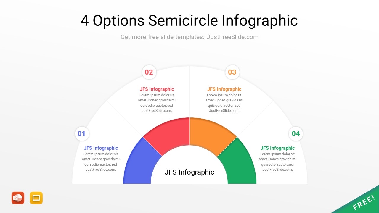 4 Options Semicircle Infographic for PowerPoint