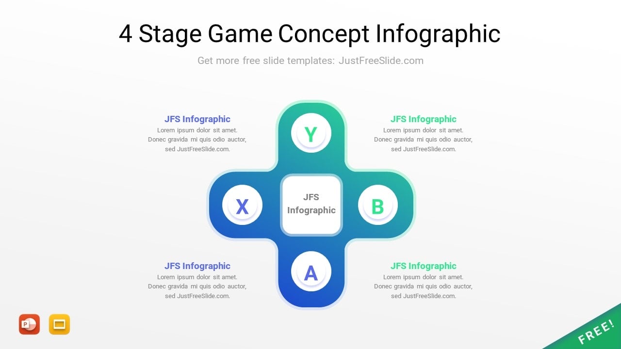 4 Stage Game Concept Infographic for PowerPoint