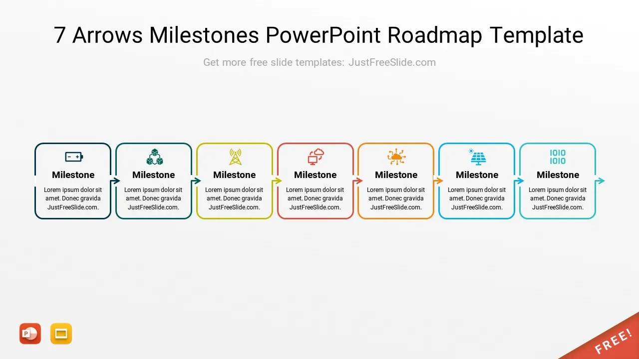 7 Arrows Milestones PowerPoint Roadmap Template10 by justfreeslide