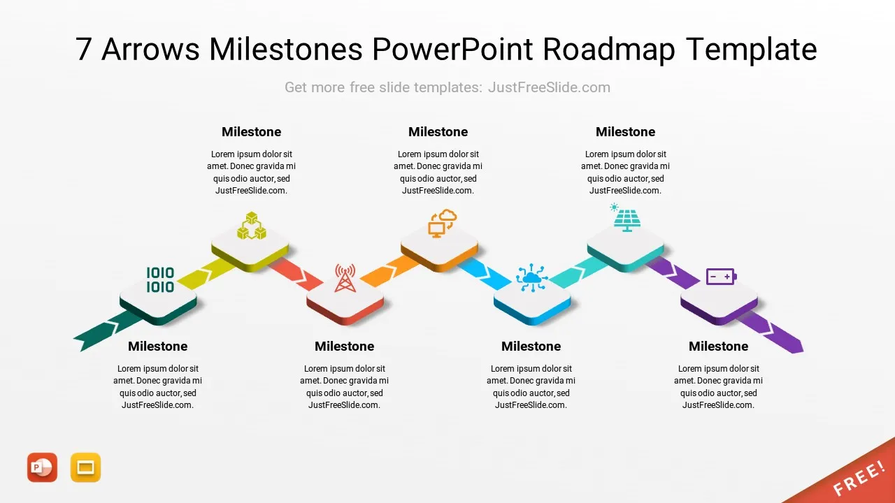 7 Arrows Milestones PowerPoint Roadmap Template11 by justfreeslide