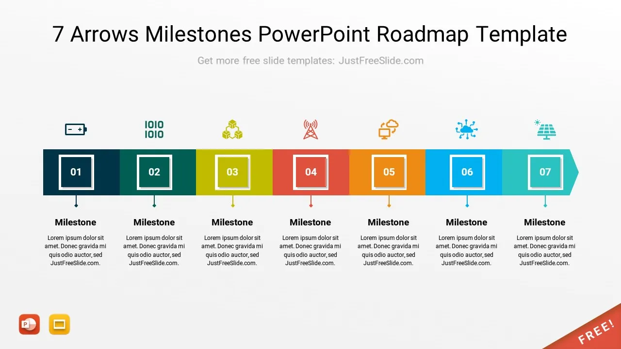 7 Arrows Milestones PowerPoint Roadmap Template5 by justfreeslide