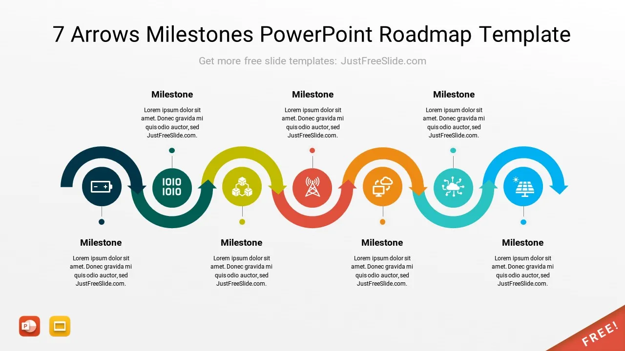 7 Arrows Milestones PowerPoint Roadmap Template8 by justfreeslide