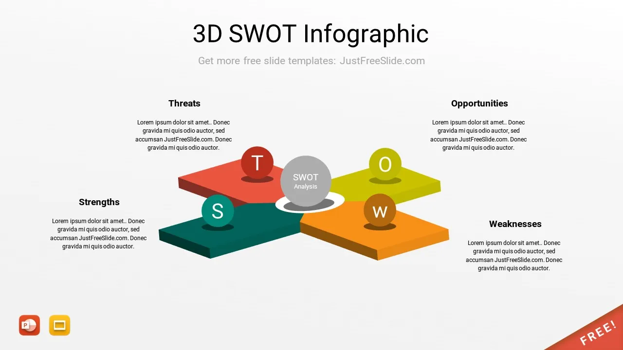 Slide1 3D SWOT Infographic by justfreeslide