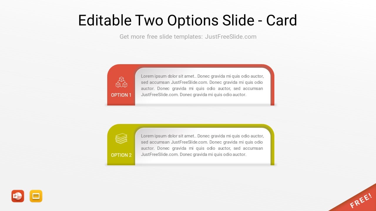 Editable Two Options SIide Design for PowerPoint Free Download (6 Slides)