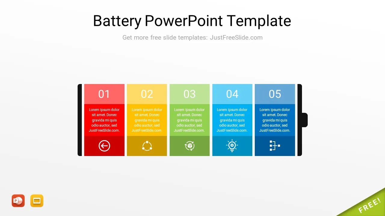 Colorful Battery PowerPoint template