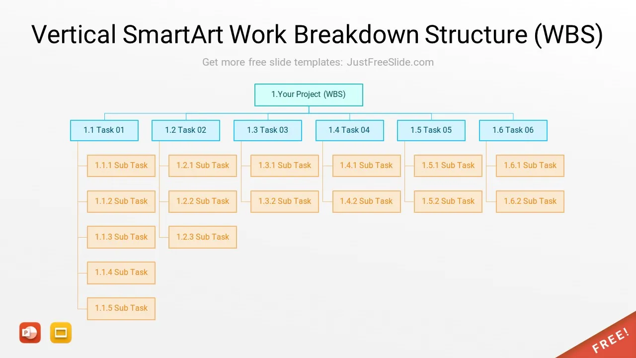 Vertical SmartArt Work Breakdown Structure WBS PowerPoint Template Slide2 jfs