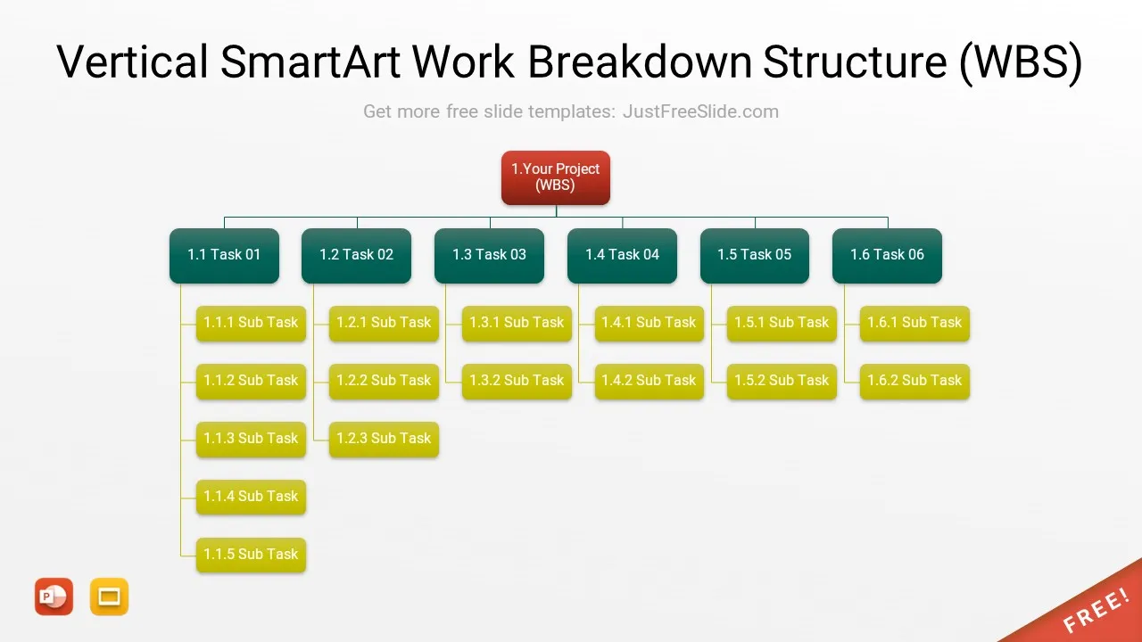 Vertical SmartArt Work Breakdown Structure WBS PowerPoint Template jfs