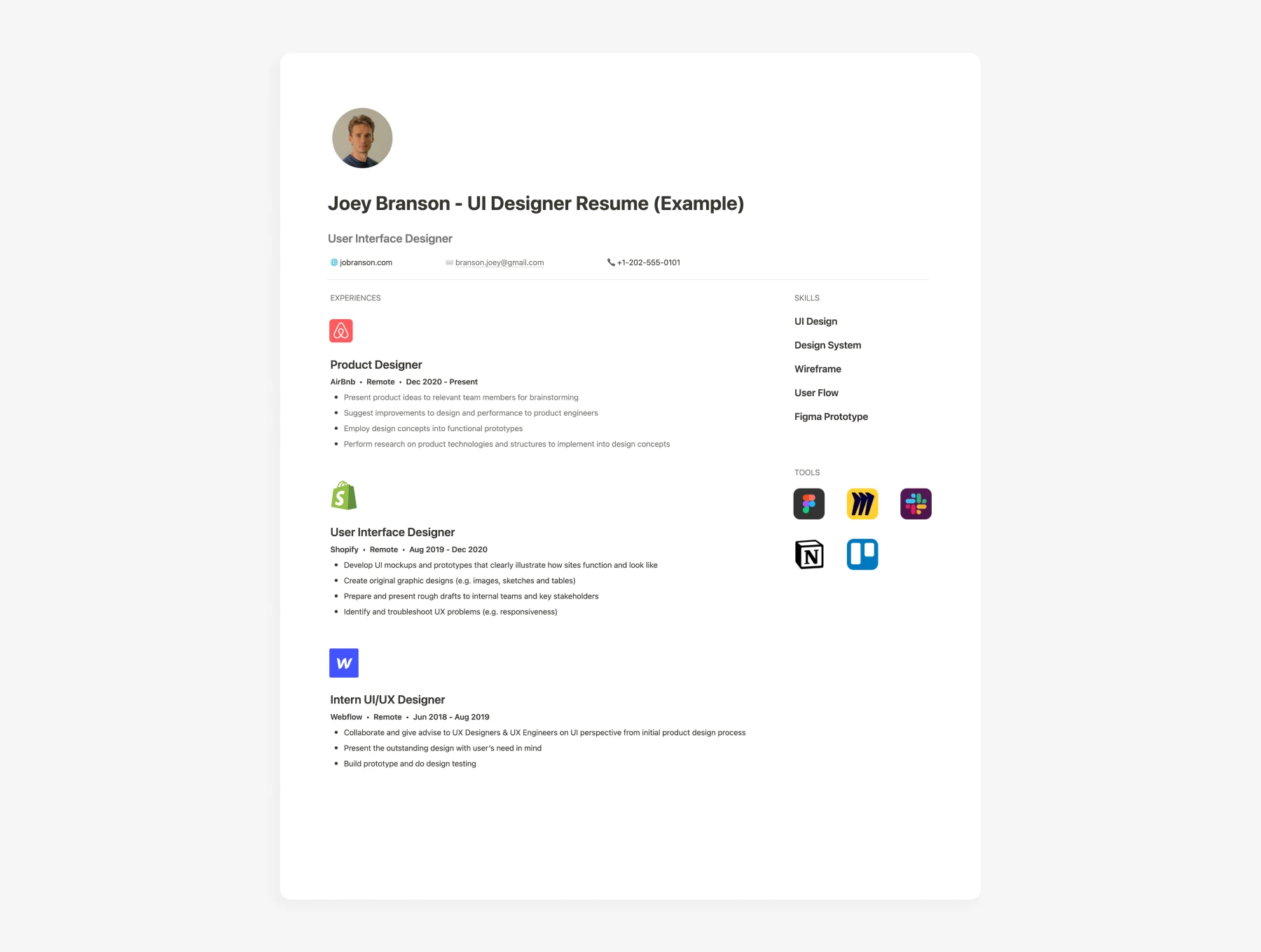 FREE Notion Resume Template