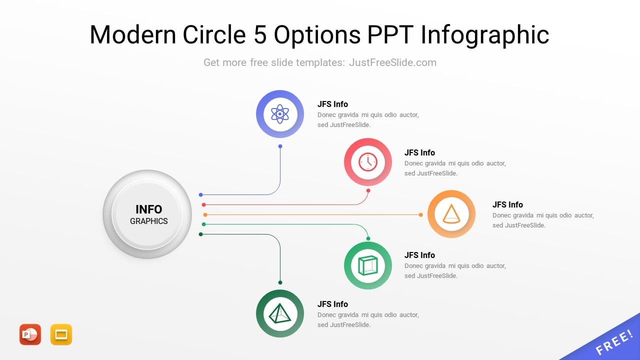 Modern Circle 5 Options PPT Infographic