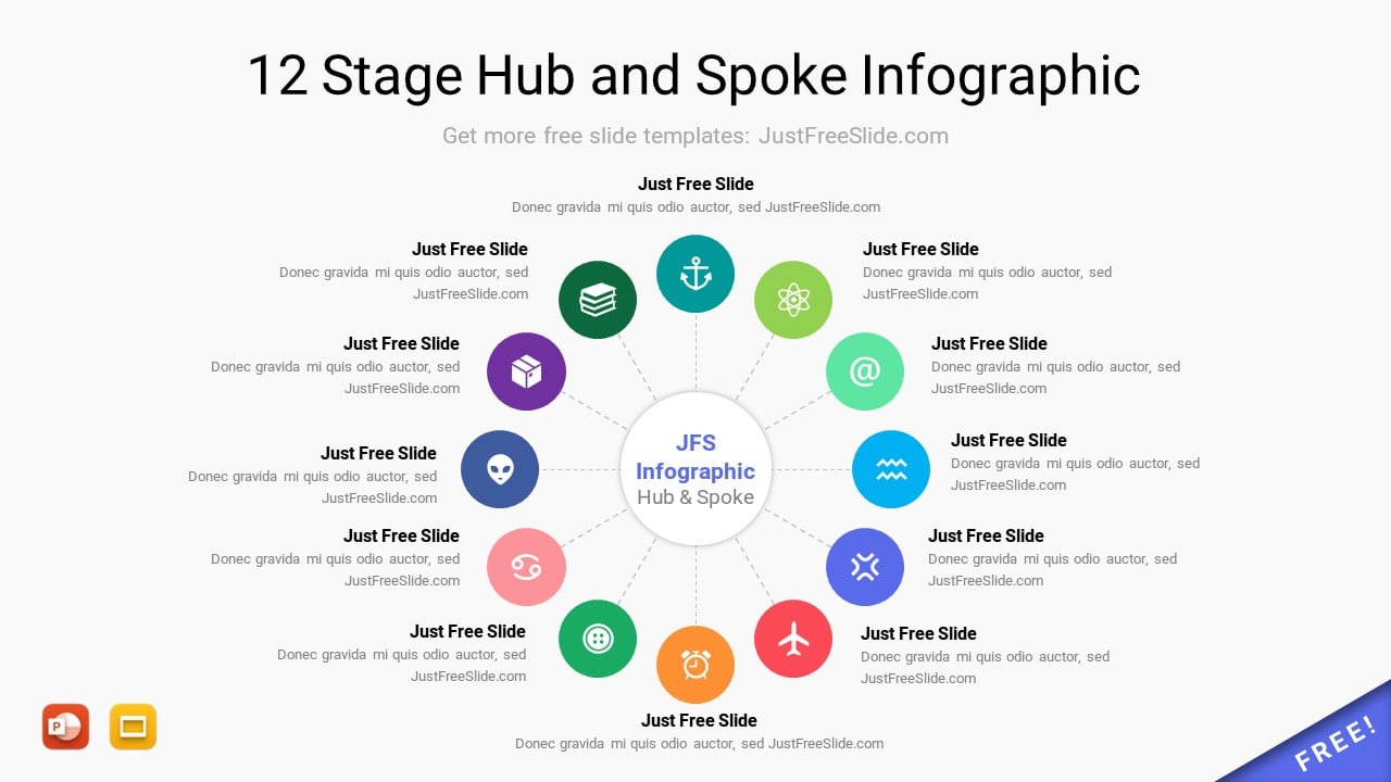 12 Stage Hub and Spoke PowerPoint Template