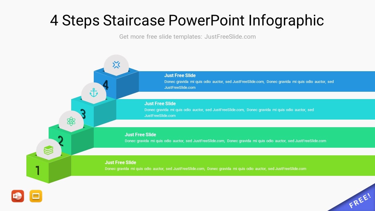4 Steps Staircase PowerPoint Infographic